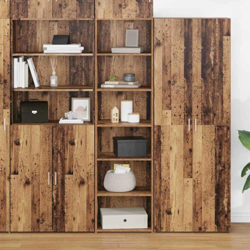 Ziaphsol Schrank Altholz 50x41x185 cm, Holzwerkstoff, Standregal mit Türen, Mehrzweckschrank für Wohnzimmer, Büro, Küche, Flur, vielseitige Aufbewahrung
