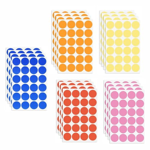 480 Pcs Bunte Sticker Punkte Runde Punktaufkleber Selbstklebende Aufkleber | Farbig 30mm für Büro Zuhause Schule Basteln