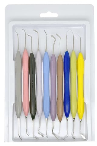 Kit de espátulas for relleno de resina compuesta dental, 7 o 10 piezas, juego de reparación estética, mango antideslizante de silicona con caja de esterilización.(10pcs-set)