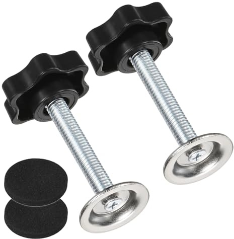 M METERXITY 2-Pack Star Handle Hand Screws, M8x45mm Carbon Steel Thread Star Clamping Knobs with Screws, Pressure Plate and Rubber Pad for Woodworking/Mechanical Equipment [Black]