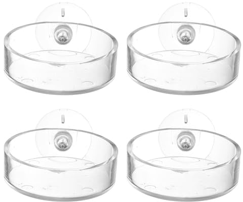 TOYANDONA 4 Stück Futterschalen aus Acryl mit Starkem Saugnapf Transparente Futtertabletts für Aquarium und Garnelenbecken Robuste Futtertrays für Garnelen und Fische im Heim Aquarium