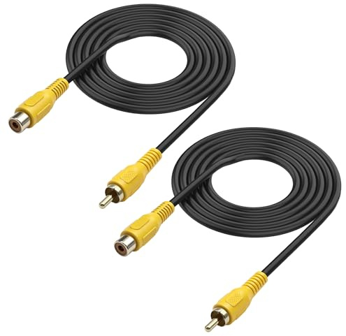 MEIRIYFA RCA Audio Extension Cable, Gold-Plated RCA Male to Female Extension AV Video Cable for Home Theater, TV, Amplifier, Speaker etc (2PCS, 1.5M)