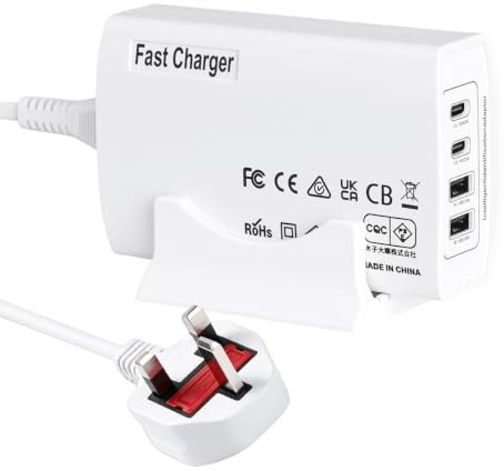 USB Charging Station for Multiple Devices, USB C Fast Charger Block 100W Independent output 4 Port Desktop Charging Station Portable Multi Device Charging Dock for iPad Phones Tablet & More
