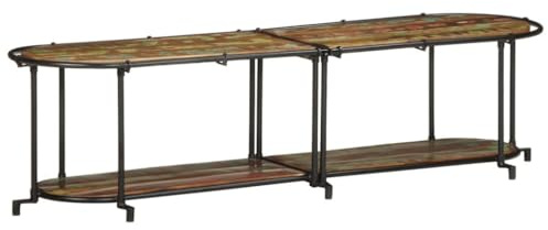 LoogCape TV-Regal aus Altholz 160x42x40 cm mit stabilem Eisenrahmen, multifunktionale Aufbewahrung, Kabelmanagement, TV Board für Wohnzimmer und Schlafzimmer, robustes Lowboard, Hifi Rack