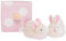 Doudou et Compagnie - Coffret Chaussons avec Hochet - Lapin Bonbon - Boite Cadeau - Rose - De 0 à 6 Mois - Doux et Chaud - Idée Cadeau Naissance Fille - DC1308