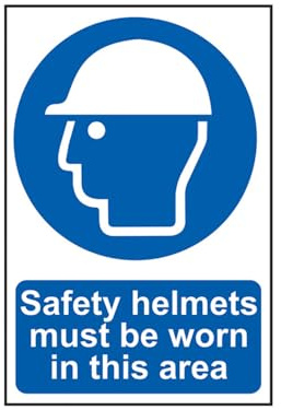 Scan SCA4000 Self adhesive PVC sign - Safety helmets must be worn in this area - 400 x 600mm