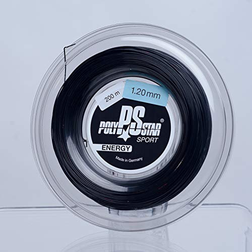 POLY STAR Unisex – Erwachsene Energy Tennissaiten, Black, 200m Rolle 1,20mm