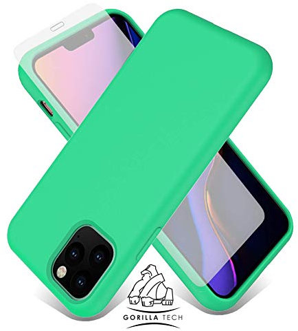 Gorilla Tech Green Liquid Silicone Case For iPhone 8 Plus and iPhone 7 Plus 5.5 inch With Gorilla Tempered Glass Screen Protector, Scratch Resistant, Rubber Shockproof Cover Soft Microfiber Interior