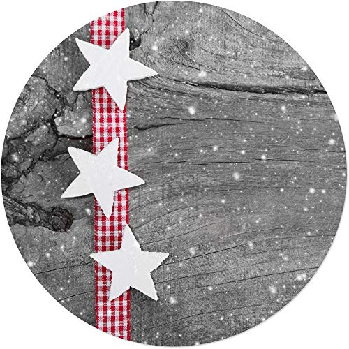 Weihnachts Tischset 1 STK als abwaschbare Weihnachten Tischdeko - Platzset Weihnachtsdeko Sterne als runder Winter Tischuntersetzer - Platzdeckchen als Tischunterlage für Esstisch Wohnzimmer Tisch