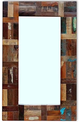 vidaXL Spiegel Recyceltes Massivholz 80x50cm Wandspiegel Flurspiegel Bad