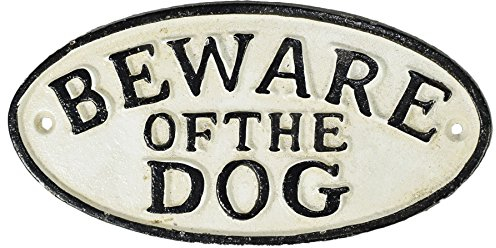 AB Tools Beware of Dog Cast Iron Sign Plaque Door Wall House Fence Gate Post Garden