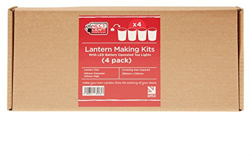 Needcraft Laternen-Bastelset (4er-Pack) mit LED-Tee-Flammenlosen Kerzenlichtern – DIY-Laternen für Halloween, Weihnachten oder Nachtlichter