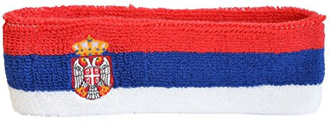 Flaggenfritze Stirnband Motiv Fahne/Flagge Serbien mit Wappen + gratis Aufkleber