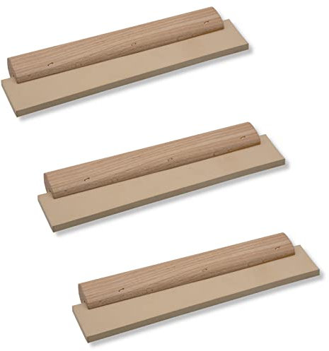 3er Set DEWEPRO® Fugengummi – Fuggummi mit Holzgriff – 8 mm Gummistärke – Breite 250 mm – Fugenspachtel – Gummispachtel – Verfuggummi