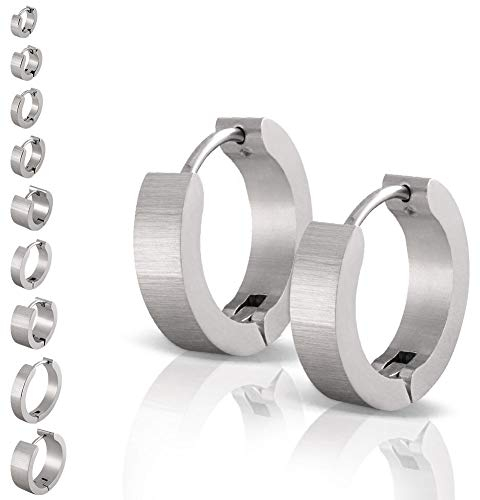 Soul-Cats 1 Paar Creolen aus Edelstahl in silber, matt gebürstet, Ø 10mm / 4mm breit