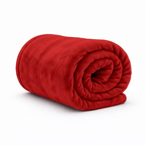 Rohi Red Throw Blanket King Size 200x240cm | Super Soft & Warm Plush Fleece Throws For Sofas | Fluffy Blanket for Bed & Couch | Versatile & Lightweight Fleece Blanket for Adults