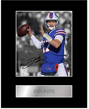 Josh Allen Signiertes Foto mit Passepartout Buffalo Bills #01 NFL gedrucktes Autogramm Geschenk Bild Druck