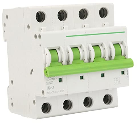 Interruttori Magnetotermici,AC 380 V/ 415 V Interruttore Automatico a 4 Poli/Interruttore di Dispersione/C-type 6KA Interruttori Miniaturizzati 6A / 10A / 16A / 20A / 25A (opzionale)(25A)