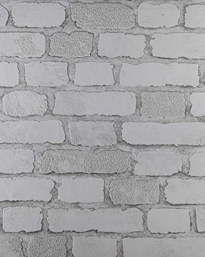 RD412 Carnaby Street White Realistic 3D Brick Effect Granular Textured Wallpaper by Anaglypta