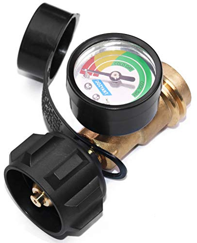 DOZYANT Manomètre de réservoir de propane, indicateur de niveau de pression de gaz LP, code couleur, universel pour cylindre, barbecue à gaz, camping-car, chauffage et autres appareils – Connexion de