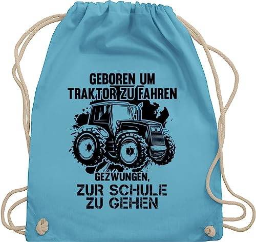 Shirtracer Turnbeutel Rucksack - Kinder Bagger und Co. - Geboren um Traktor zu fahren - schwarz - Unisize - Hellblau - baumwollbeutel stoff trainingsbeutel beutel sportbeutel turnsackerl turnsack