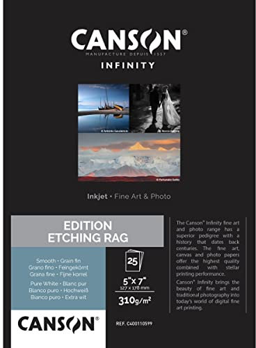 CANSON INFINITY EDITION ETCHING RAG, C400110599, Digital Fine Art Papier, MAßE 12,7cm X 17,8cm, 25 Blatt, 310g/m2
