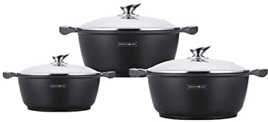 Royalty Line 6 pièces casserole avec couvercle en verre 20/24/28cm