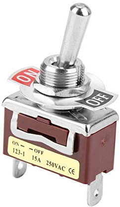 Interruttore a Levetta Momentaneo a 2 Posizioni 15A 250V Interruttore ON-OFF Pulsante a Levetta in Metallo Interruttore a Bilanciere 2 Pin 12mm per Controllo Industriale di Elettrodomestici per Autove