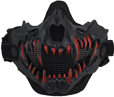 Taktische Halbgesichtsmaske, Airsoft-Mesh-Maske, Halloween-Maske, Totenkopf-Maske für CS Jagd, Paintball, Schießen, Cosplay