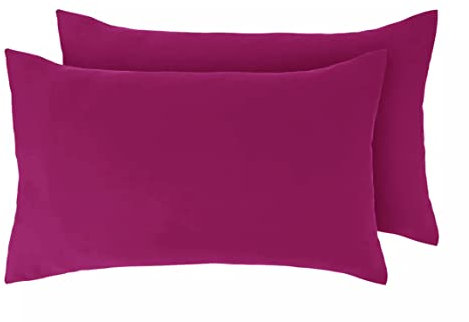 Pair of Pillowcases 2 Pack Pillow Cases Covers Anti-Allergy Anti-Bacterial Super Soft Touch Brushed Microfibre (Fuchsia Pink)