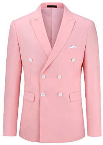 YOUTHUP Veste de Costume Homme Blazers Formal Slim Fit Hommes Veston Mariage Business d'affaire, Rose, M