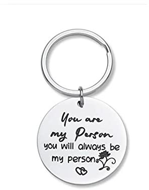 Wycian Schlüsselanhänger Mädchen Jugendlich, Lieblingsschwester Schlüsselanhänger Silber Runde Gravur You Are My Person Edelstahl für Frauen Männer