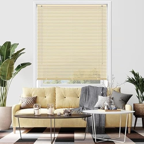 PVC Plain windows shutters for privacy home offices Blinds - Strong Trimmable Easy fit child safe window curtains - Cream colour - Width 165cm x Drop 213cm