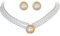 Edelstahl Rund, Weiß Perlen Ketten, Perlen Kette Ohrringe Schmuckset, Perlenohrringe Brautschmuck Set, Perle Brautschmuck Schmuckset, Mädchen Perlen Anhänger Halskette Ohrringe Set für Frauen Braut