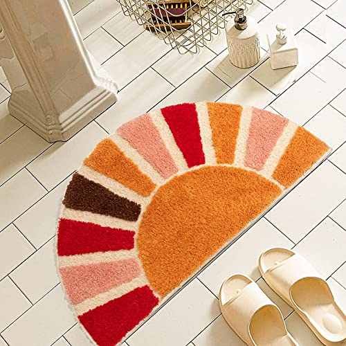 NOTASA Boho Badezimmerteppiche, halbrund, Badematte, niedlich, böhmisch, Badteppich für Schlafzimmer, großer Teppich, Heimdekoration, rutschfest, Duschteppich, lustig, waschbar, Retro, 50.8x91.4 cm