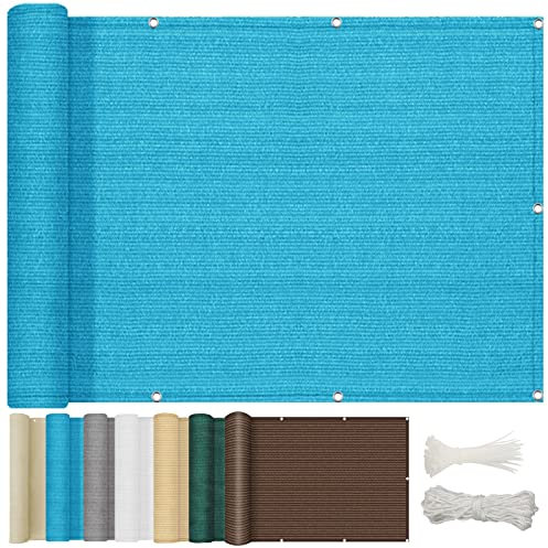 NINGBAI Brise-Vue pour Balcon 100 x 350 cm Toile De Balcon, Ecran De Protection, Balcon Privé Cache-Balcon Tissu HDPE 220g/m², Résistant aux UV, pour Piscines Extérieures, Bleu
