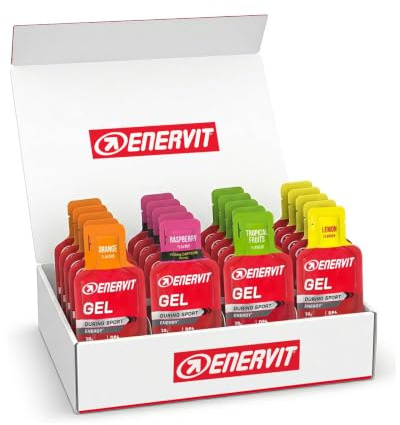 Enervit Energy Gel – Energiegele mit Vitaminen, 20 g Kohlenhydrate pro Gel, hohe Energiedichte, für Ausdauersport, Vegan, Glutenfrei, gemischte Packung mit 20 Gels, 25 ml pro Packung