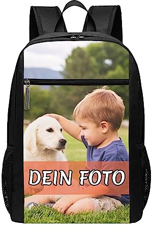 Personalisierter Foto-Rucksack individueller Reiserucksack - Fügen Sie Ihr Bild, Logo oder Text hinzu - Ideal für Schule, Reisen, Freizeit und Beruf