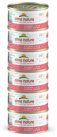 Almo Nature HFC Jelly Megapack, Nassnahrung für Katzen - Lachs (6 Dosen x 70g)