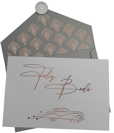 Joli Coon Tarjeta felicitacion boda - Feliz boda - Tarjeta felicitacion con sobre y un sello de cera