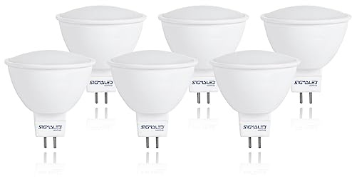Sigmaled lighting - SPOT LED GU5.3 MR16 5W (equivalente a 40W) - 450 lumen - Luce bianca calda 2800K - 12V DC/AC - Faretto led da incasso NON DIMMERABILE - 6 PEZZI