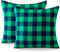 Ohok Dekorativ Vintage Kissenbezug, Polyester Leinen Plaid Zierkissenbezüge, Deko Sofakissen Couchkissen Kissenhülle Set für Schlafzimmer Wohnzimmer Sofa Couch Auto (40x40 cm, 2 Stück Grün-Schwarz)