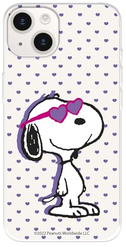 Schutzhülle kompatibel mit iPhone 15, offizielle Peanuts Snoopy Herzen, zum Schutz Ihres Handys. Transparente Silikonhülle, flexibel, mit offizieller Snoopy-Lizenz