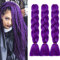 Dcbaboo Extension per Treccine Africane Viola 60cm Extension Capelli Finti per Treccine Africane Extension Trecce Capelli Sintetici Kanekalon 3 Ciocche Ombre Jumbo Braiding Hair, Viola scuro