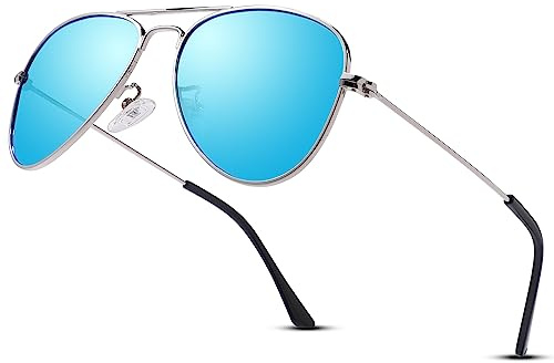LOJUDI Kinder Pilotenbrille Sonnenbrillen Polarisierte Fliegerbrille Coole Verspiegelt mit UV400 Schutz für Jungen MäDchen Teenage
