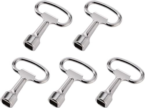 LATRAT 5 Stück Dornschlüssel Vierkantschlüssel Steckschlüssel Schaltschrankschlüssel Heizungsentlüftungsschlüssel für Gas Wasserzähler Kasten Silber