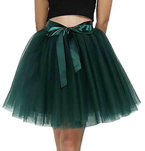 Tüllrock Damen - 80er Jahre für Karneval Party Elegant Abendkleider Ballettkleid Mini Rot Grün Kurz Rock Tüllrock Karneval Braun Schwarz Weiß Tütü Faschingskostüme