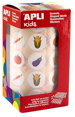 APLI Kids 19716 - Rouleau de gommettes Légumes - 900 autocollants sur le thème des légumes - Idéal pour les écoles ou les ateliers pour enfants - Dimensions : 20 mm.