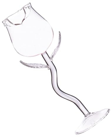 MAGICLULU Rose Flower Red Wine Glass 180ml Decorative Glassware for Celebration Party and Wedding Banquet