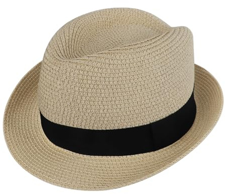 FakeFace Chapeau de Paille Enfant Unisexe Chapeau Panama Fille Garçon 3-8ans Chapeau de Soleil Pliable Large Bord Chapeau de Soleil Anti-UV pour Enfant en Plein Air Plage